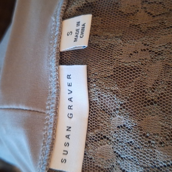 Susan Graver Sage Green Open Style Blazer With Lace Back. Size S - Picture 7 of 7